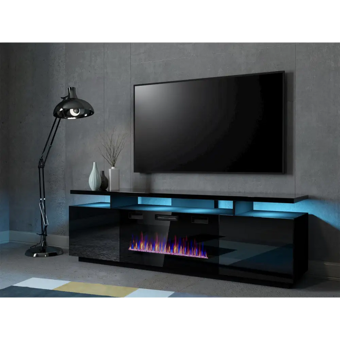 RTV EVA шкаф с електрическа камина 180x40x52 см черно/черно
