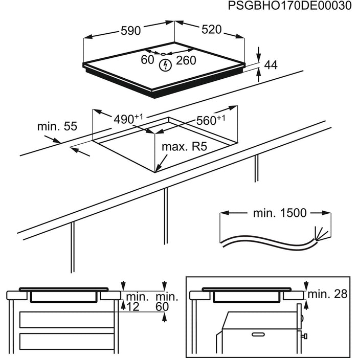 AEG IKE64441FB Черен Зонален индукционен котлон 60 см за вграждане 4 зони