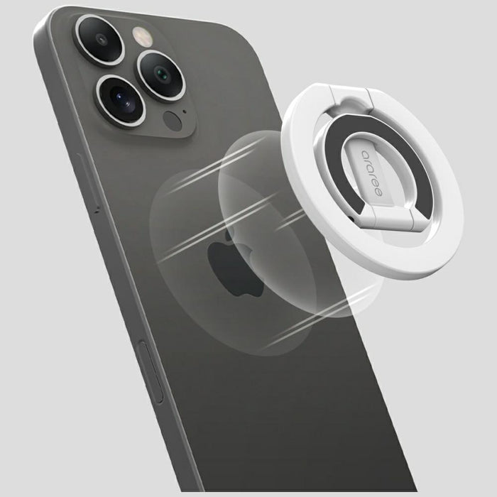 Пръстен-държач Araree A-Ring MagSafe GripTok за мобилни устройства, бял