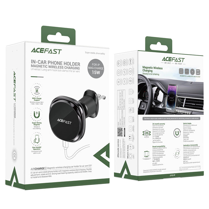Държач за безжично зарядно Acefast D31 за вентилационен отвор - черен