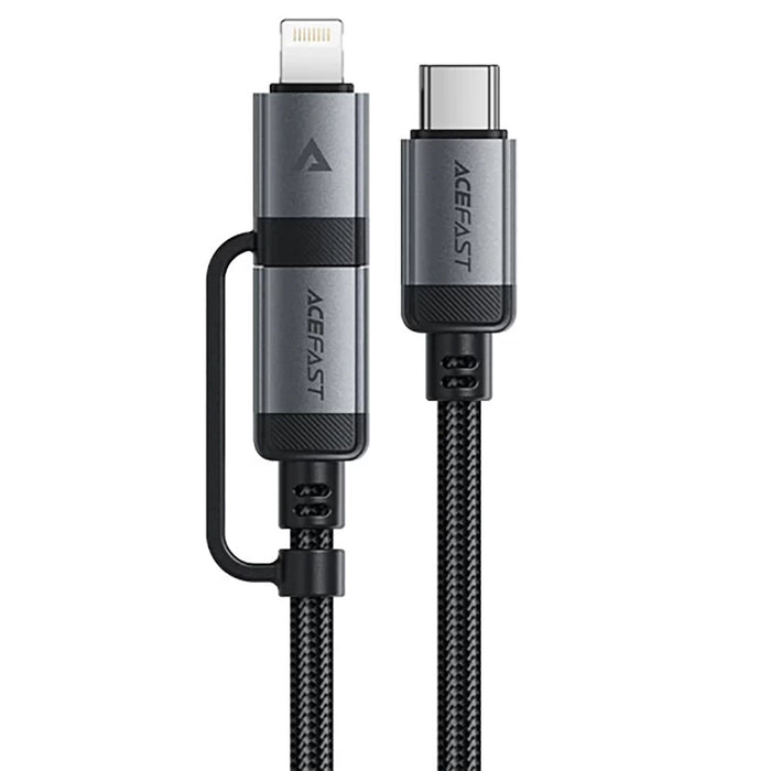 Acefast C20-01 USB-C - USB-C/ Lightning кабел 60W/30W 480Mb/s 3A 1.2m - черен