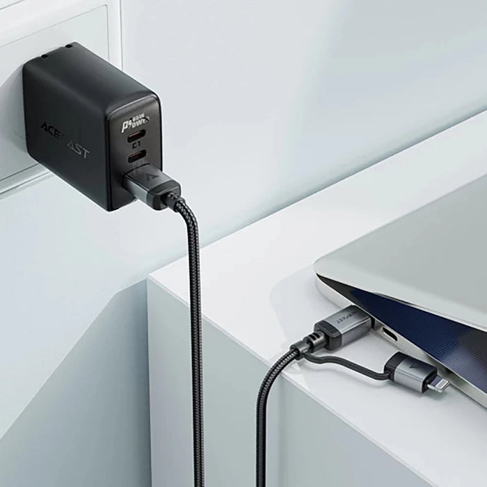 Acefast C20-01 USB-C - USB-C/ Lightning кабел 60W/30W 480Mb/s 3A 1.2m - черен