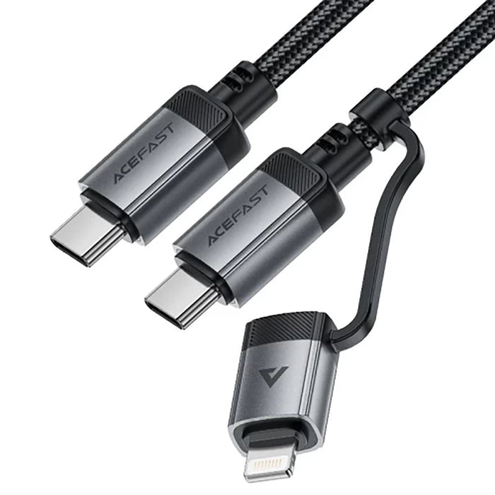 Acefast C20-01 USB-C - USB-C/ Lightning кабел 60W/30W 480Mb/s 3A 1.2m - черен