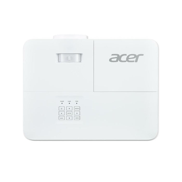 Проектор Acer P5550, DLP, Full HD (1920x1080), 18 000:1, 4500 ANSI лумена, 1.3X коефициент на увеличение, 2* HDMI, RS232, DC изход (5V/1.5A, USB тип A), аудио вход/изход, RJ45, 1 x високоговорител 10W, чанта, 2,75 кг, 3Y, бяло