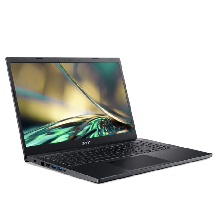 Acer Aspire 7 Performance, A715-76G-531Q, i5-12450H (до 4.4GHz, 12MB), 15.6" FHD IPS, 8GB DDR4 3200 (1 слот), 512GB NVMe SSD, RTX 3050 4GB GDDR6, Wi-Fi AX+BT5.2, FP, HD Cam + Микрофон, KB Backlight, Без OS, Черен