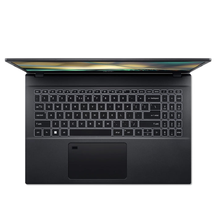 Acer Aspire 7 Performance, A715-76G-531Q, i5-12450H (до 4.4GHz, 12MB), 15.6" FHD IPS, 8GB DDR4 3200 (1 слот), 512GB NVMe SSD, RTX 3050 4GB GDDR6, Wi-Fi AX+BT5.2, FP, HD Cam + Микрофон, KB Backlight, Без OS, Черен