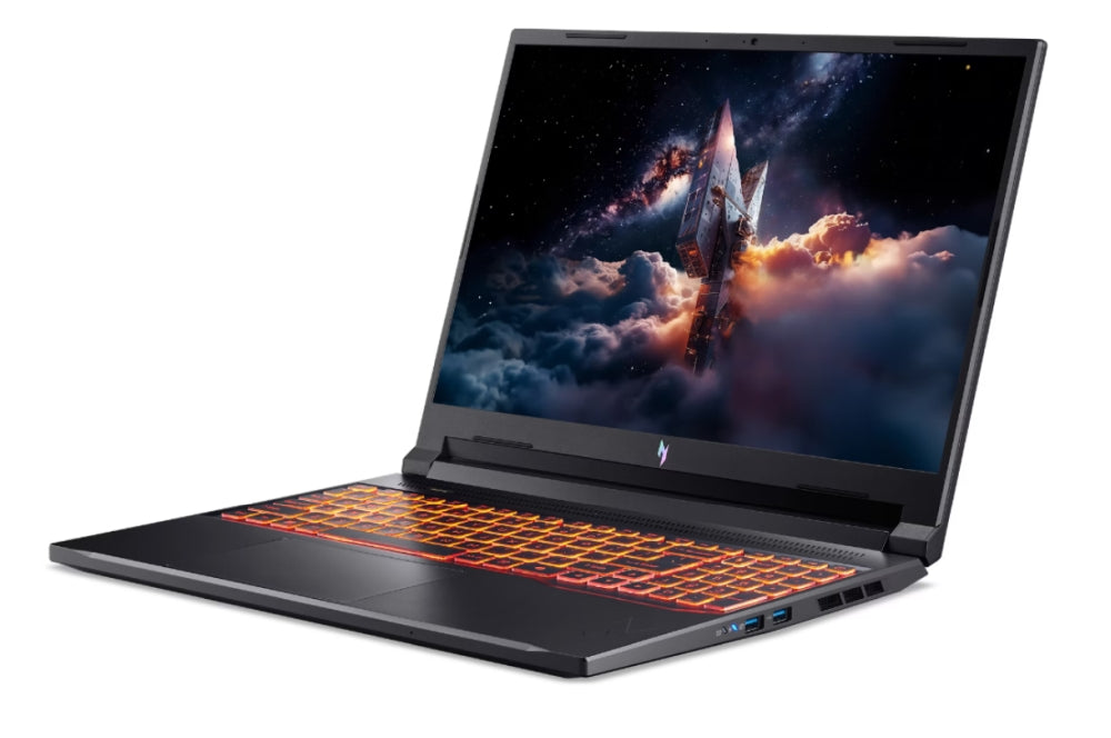 Acer Nitro V16 AI, ANV16-42-R8RP, AMD Ryzen 7 260 (8C/16T, до 5,10 GHz, 24MB), 16" WQXGA (1920x1200)IPS 180Hz, 1*16GB DDR5 (1 свободен слот), 1024GB PCIe NVMe SSD, GeForce RTX 5060 8GB GDDR7 630 AI TOPS, WiFi 802.11e, MicroSD, BT 5.3, No Os, Черен