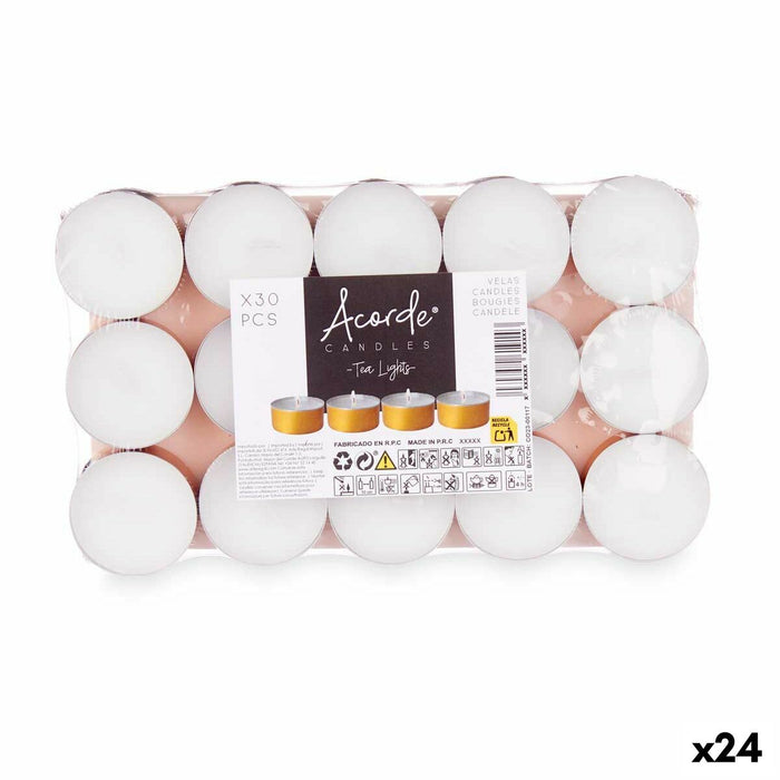 Комплект Свещи Acorde 62368-GOLD Tea Lights Бял Златен (24 броя)