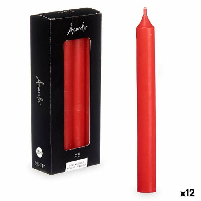 Комплект Свещи Acorde 126-C-AR 126-C-AR Червен 2 x 2 x 20 cm 8,5 x 21 x 4,5 cm (12 броя)