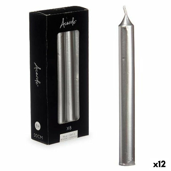 Комплект Свещи Acorde 126-E-AR 126-E-AR Сребрист 2 x 2 x 20 cm 8,5 x 20,5 x 4,5 cm 9 x 21 x 4,5 cm (12 броя)