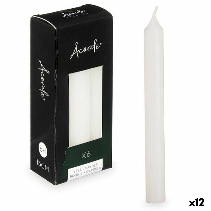Комплект Свещи Acorde 123-A-AR 123-A-AR Бял 2 x 2 x 15 cm 6 x 15 x 4 cm (12 броя)