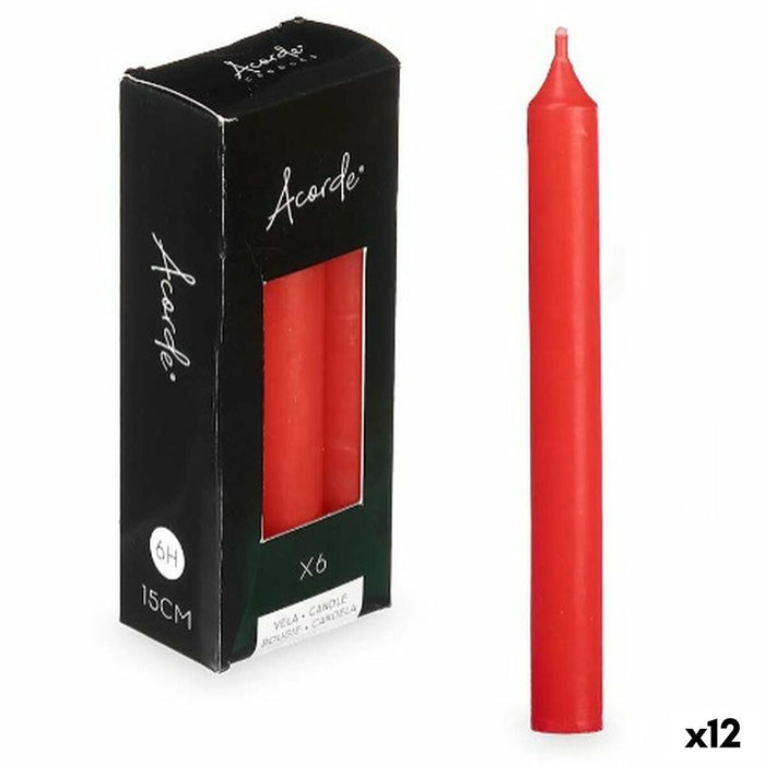 Комплект Свещи Acorde 123-C-AR 123-C-AR Червен 2 x 2 x 15 cm 6 x 15 x 4 cm (12 броя)