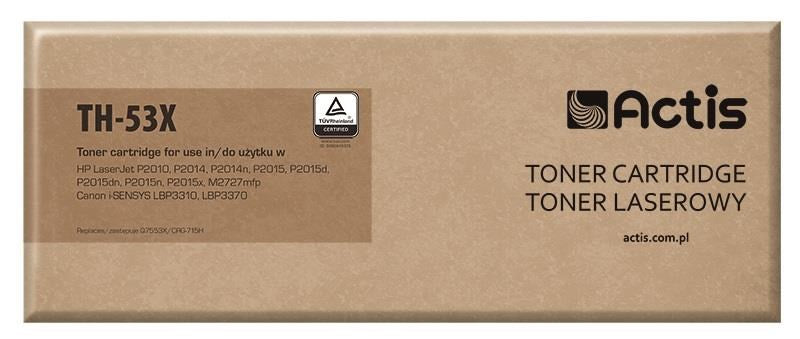 Тонер Actis TH-53X (заместител за HP 53X Q7553X, Canon CRG-715H; стандартен; 7000 страници; черен)