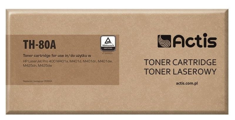 Тонер Actis TH-80A (заместител за HP 80A CF280A; стандартен; 2700 страници; черен)