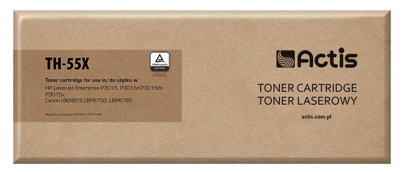 Тонер Actis TH-55X (заместител за HP 55X CE255X, Canon CRG-724H; стандартен; 12500 страници; черен)