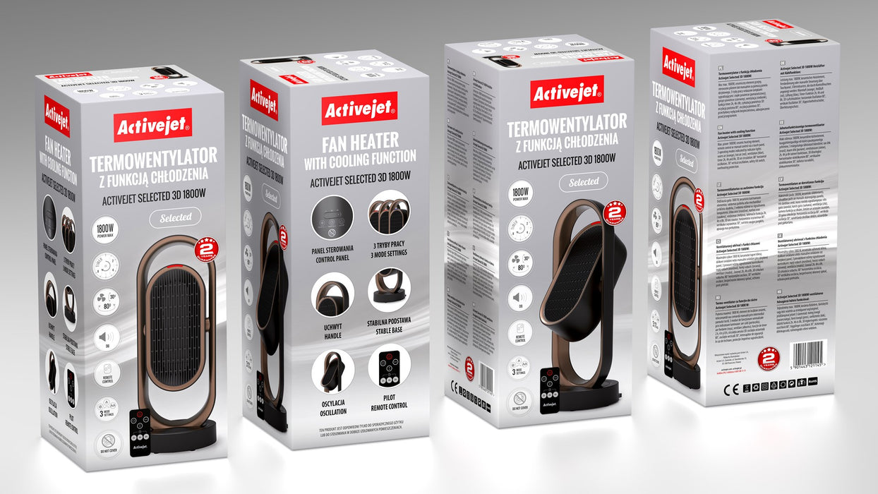 Activejet Selected 3D 1800 W вентилаторен нагревател с функция за охлаждане