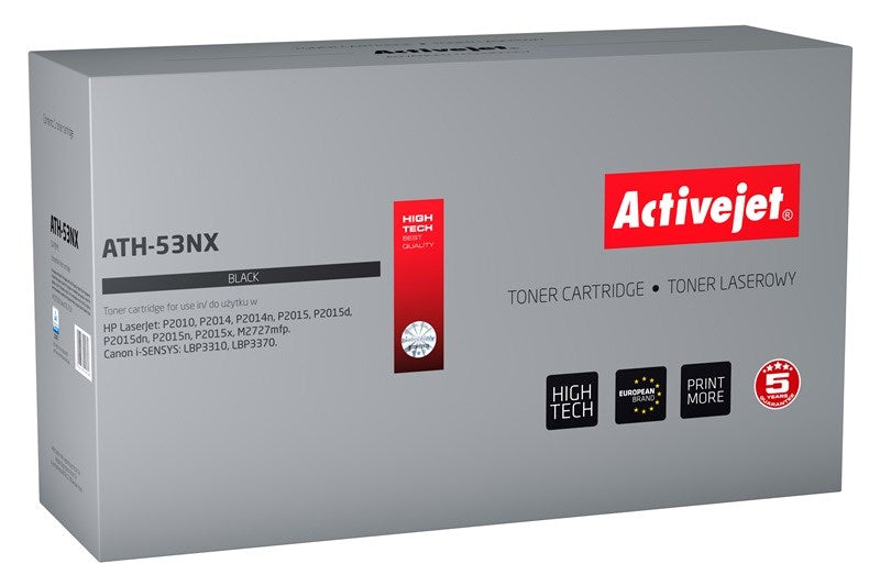 Тонер Activejet ATH-53NX (заместител за HP 53X Q7553X, Canon CRG-715H; Supreme; 7900 страници; черен)