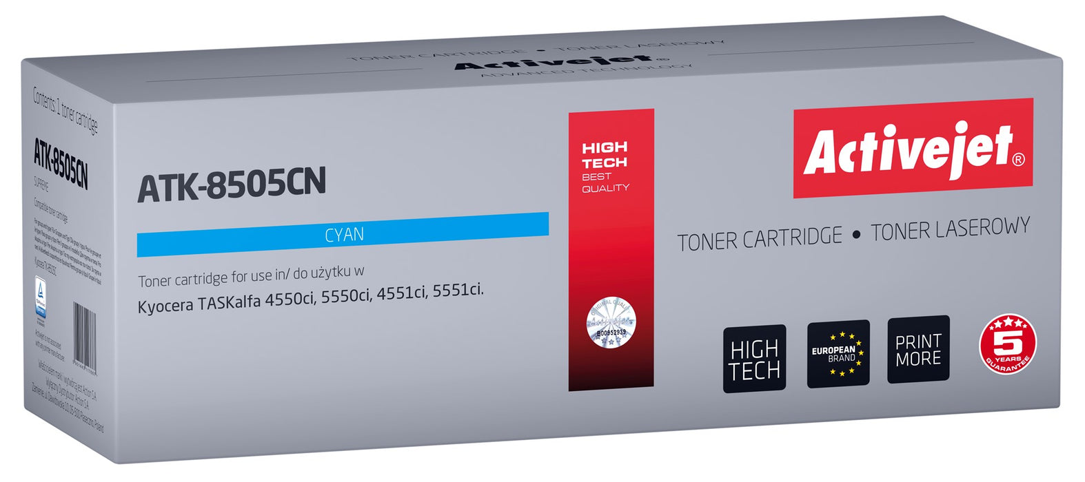 Тонер Activejet ATK-8505CN (заместител за Kyocera TK-8505C; Supreme; 20000 страници; циан)