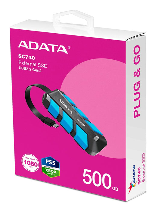 ADATA SC740 500 GB USB Type-C 3.2 Gen 2 (3.1 Gen 2) черен, син