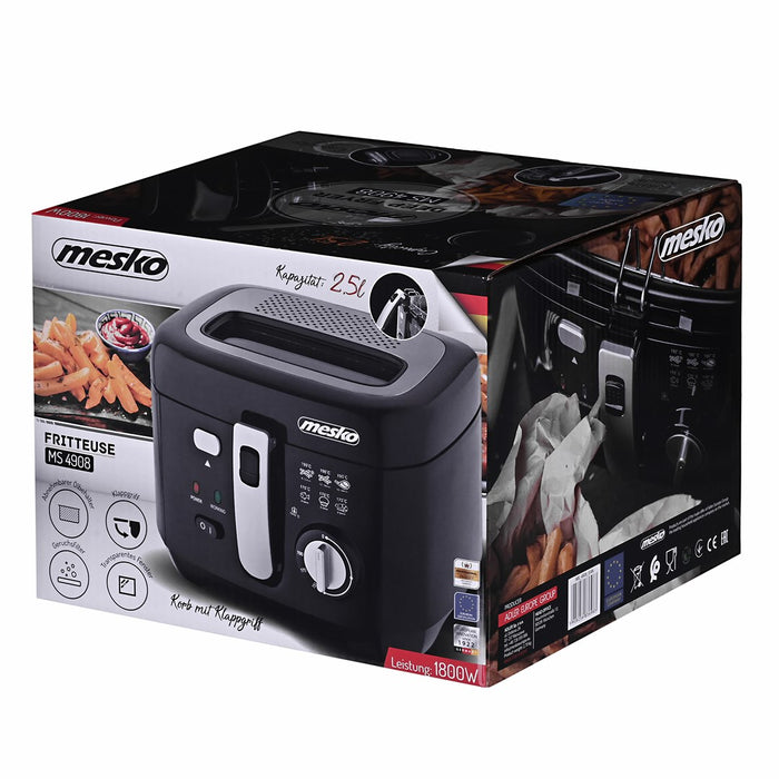 Фритюрник Mesko Home MS 4908 Единичен 2.5 L Самостоятелен 1800 W Фритюрник Черен, Сив