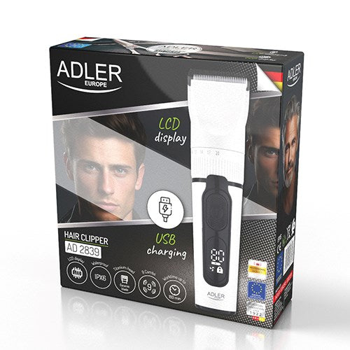 Машинка за подстригване ADLER AD 2839 с LED дисплей Бяла
