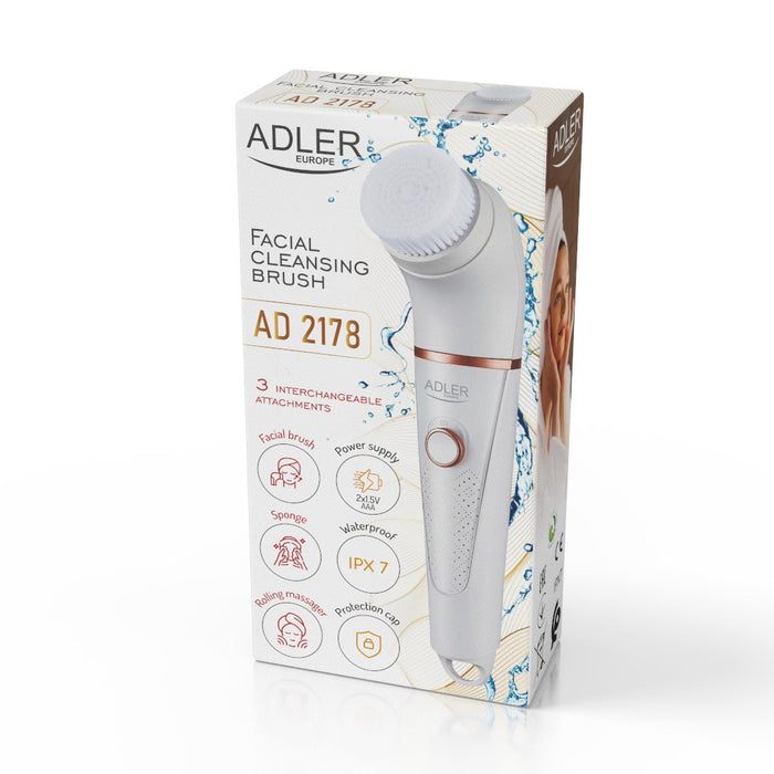Четка за почистване на лице Adler AD 2178 Вибрираща и въртяща се четка Бяла батерия