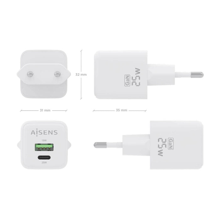 Зарядно за стена Aisens ASCH-25W2P014-W Бял 25 W (1 броя)