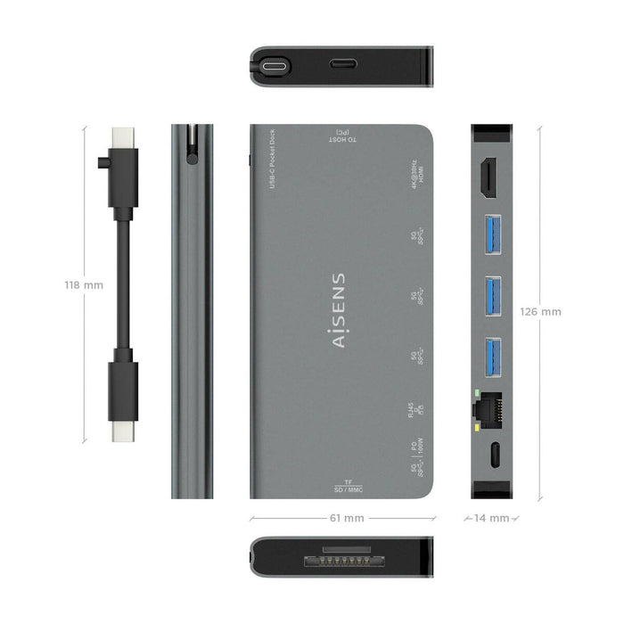 USB извод Aisens ASUC-8P015-GR Сив (1 броя)
