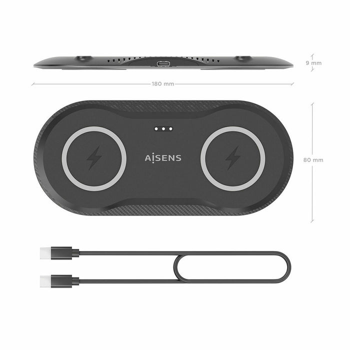 Безжично зарядно Aisens ASCH-15W2WC060-BK Черен