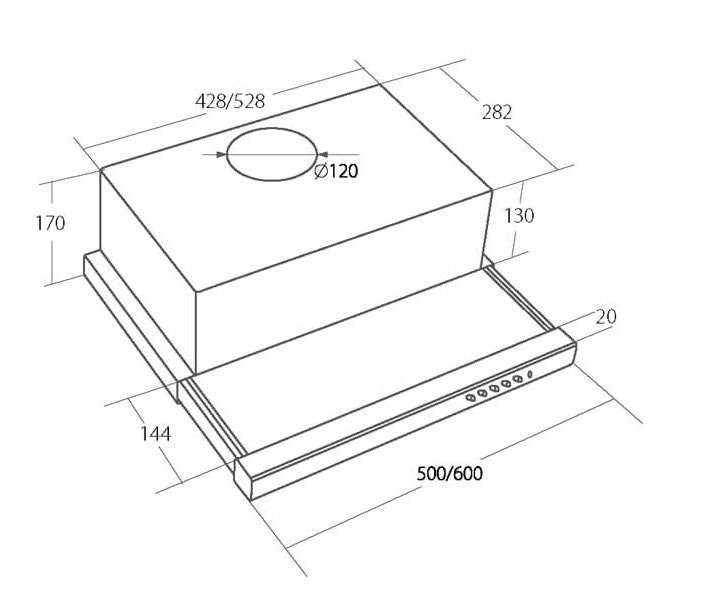 Akpo WK-7 Light Glass 50 Аспиратор за под шкаф Inox, черен