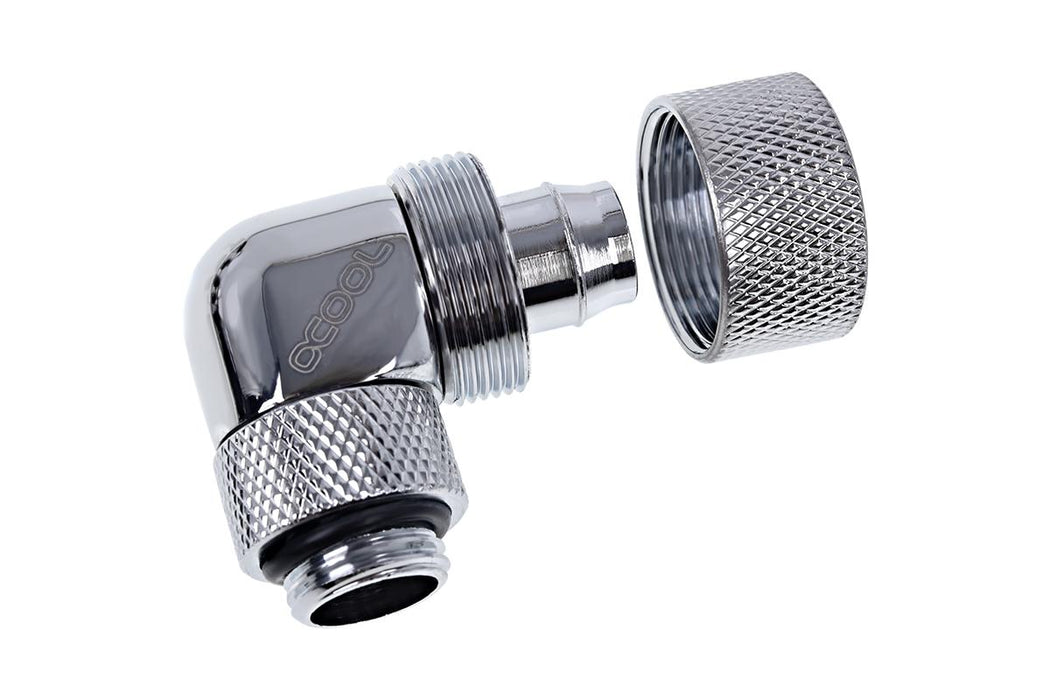 Фитинг Alphacool Eiszapfen, Удължител, 90&deg;, 16/10mm, G1/4, Сребрист