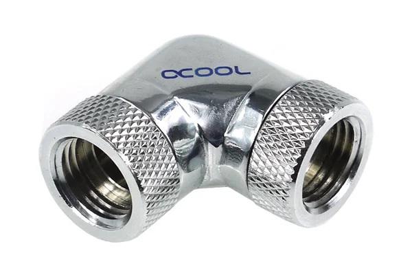 Адаптер Alphacool HF, L-конектор 90&deg;, G1/4 - G1/4, Вътрешна резба, Сребрист