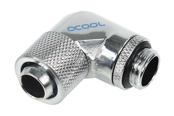 Компресионен фитинг Alphacool, 13/10 - G1/4, 90&deg;, Въртящ се, Хром
