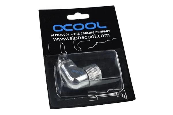 Компресионен фитинг Alphacool, 13/10 - G1/4, 90&deg;, Въртящ се, Хром
