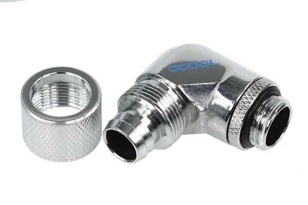 Компресионен фитинг Alphacool, 13/10 - G1/4, 90&deg;, Въртящ се, Хром