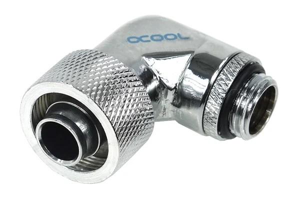 Компресионен фитинг Alphacool, 16/10 - G1/4, 90&deg;, Въртящ се, Хром
