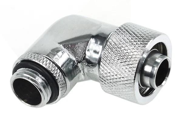Компресионен фитинг Alphacool, 16/10 - G1/4, 90&deg;, Въртящ се, Хром
