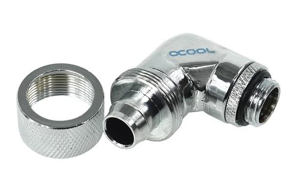 Компресионен фитинг Alphacool, 16/10 - G1/4, 90&deg;, Въртящ се, Хром