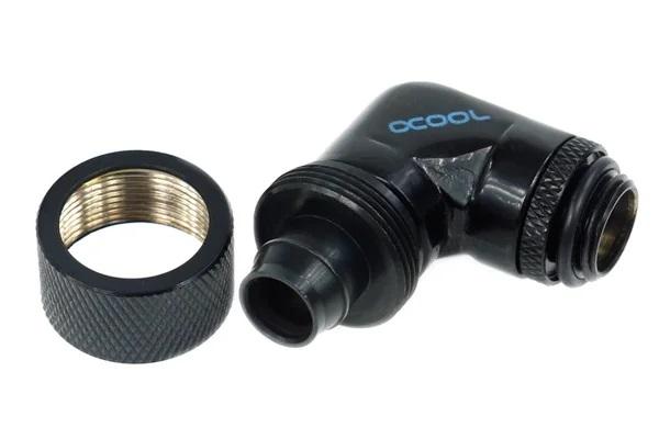 Компресионен фитинг Alphacool, 16/10 - G1/4, 90&deg;, Въртящ се, Черен мат
