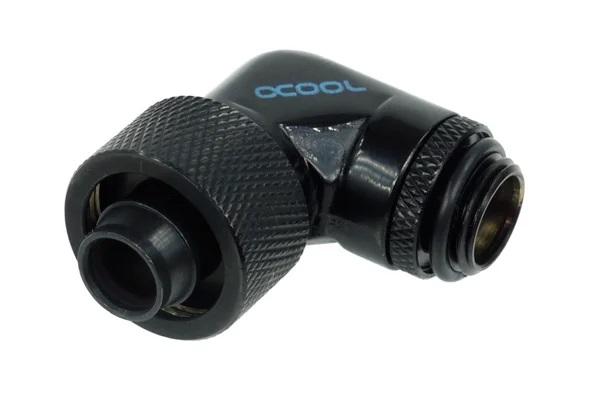 Компресионен фитинг Alphacool, 16/10 - G1/4, 90&deg;, Въртящ се, Черен мат