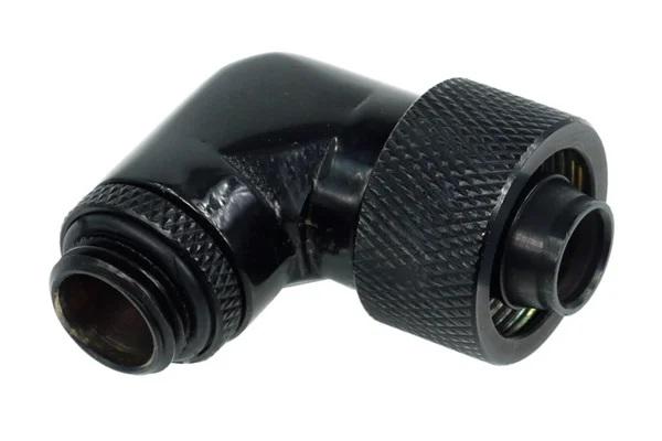 Компресионен фитинг Alphacool, 16/10 - G1/4, 90&deg;, Въртящ се, Черен мат