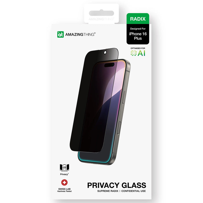 AmazingThing Radix Privacy Glass Privacy Tempered Glass за iPhone 16 Plus