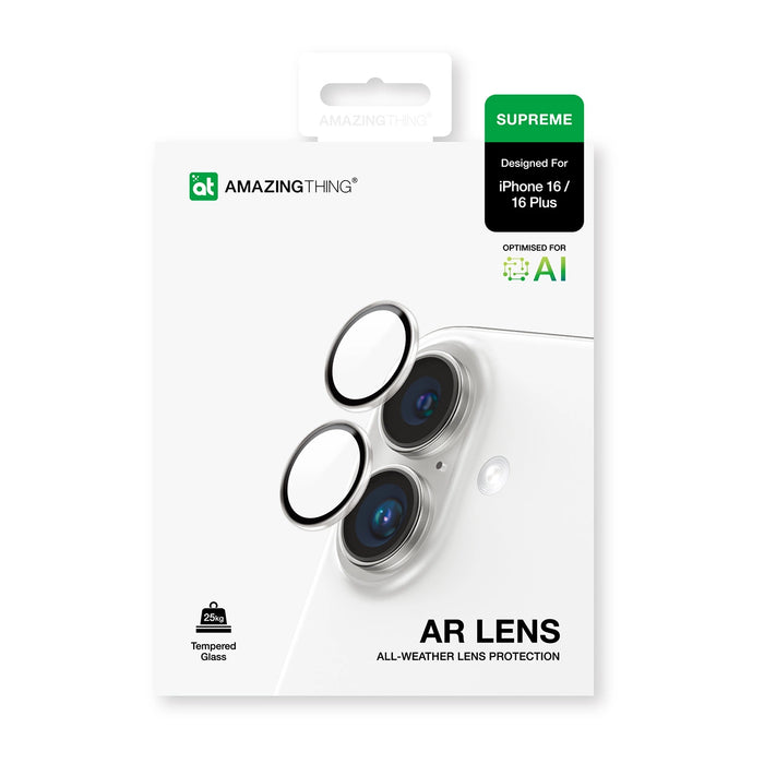 AmazingThing AR 2 Lens Glass Full Clear Tempered Glass за iPhone 16 / 16 Plus - прозрачен