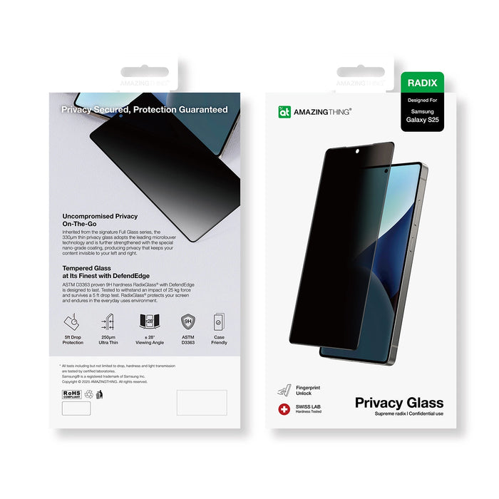 AmazingThing Radix Privacy Glass Privacy Tempered Glass за Samsung Galaxy S25