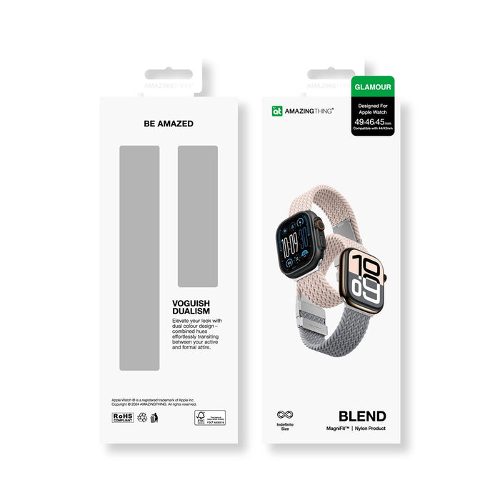 Комплект от 2 каишки AmazingThing Blend за Apple Watch 45/46/49 мм - розово-сиво/розово