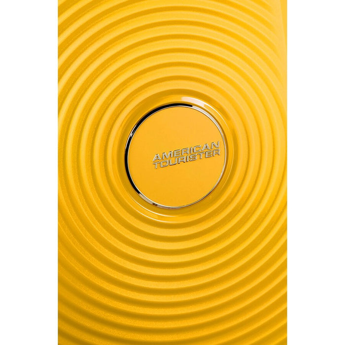 Кабинен куфар American Tourister Soundbox EXP - златисто жълт