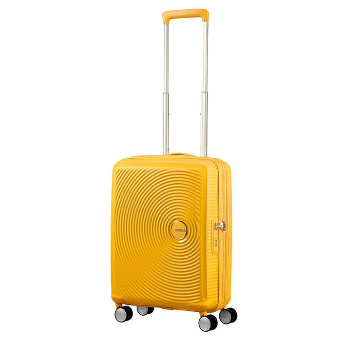 Кабинен куфар American Tourister Soundbox EXP - златисто жълт