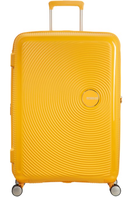 Голям куфар American Tourister Soundbox - златисто жълт