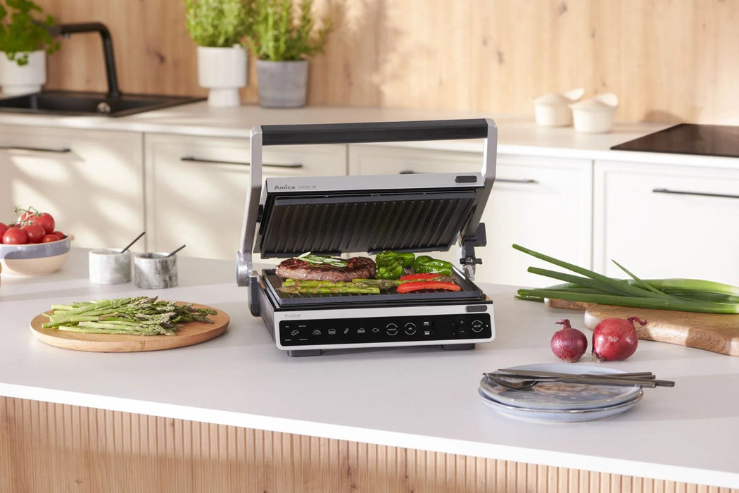 Електрическа скара Amica GK 5011 ProfiGrill неръждаема стомана 2000 W черно-сребристо
