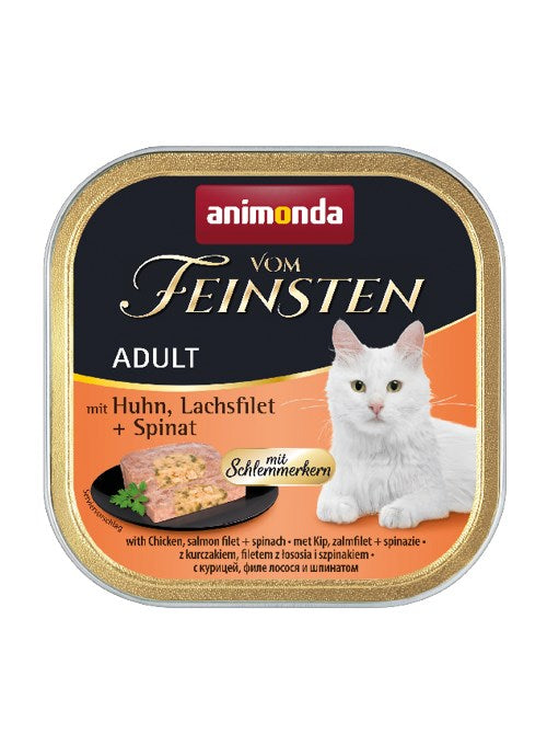 ANIMONDA Vom Feinsten Adult Пиле, сьомга и спанак - мокра храна за котки - 100g